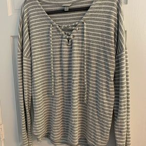 Striped thick long sleeve top